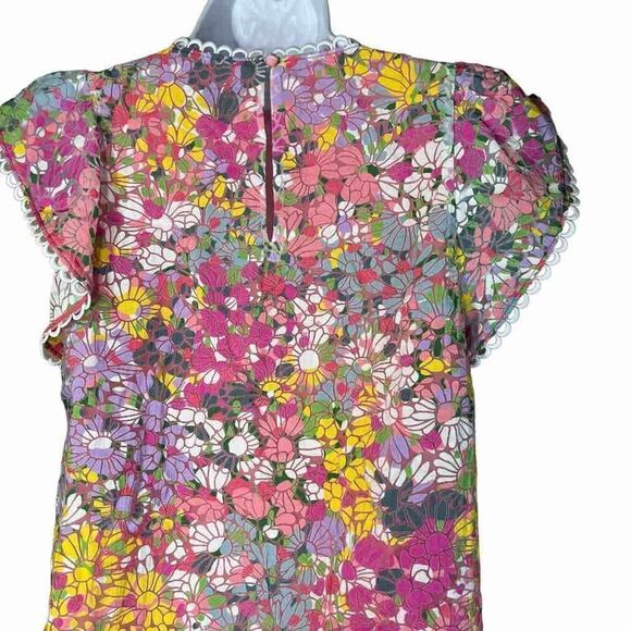Kate‎ Spade Floral Dots Burnout Blouse in Pink Multicolor Size XS - Picture 7 of 10
